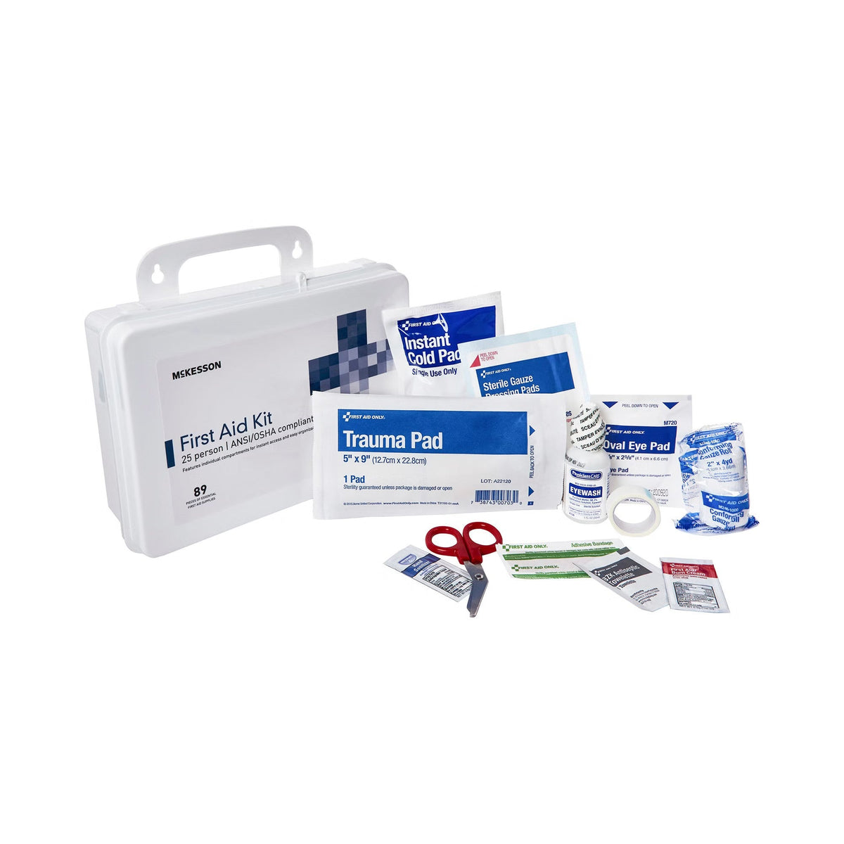 McKesson First Aid Kit, 25 Person, 89 Pieces - 30323-Single - LL Medico