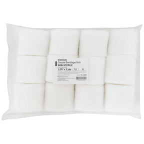 McKesson Fluff Gauze Bandage Roll, Non-Sterile, 6-Ply, 2 1/2" x 3 Yard - 16-4262-Box - LL Medico