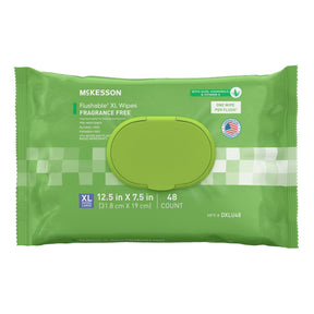 McKesson Flushable Wet Wipes XL - Unscented, 48 Wipes per Pack - DXLU48-Pack - LL Medico