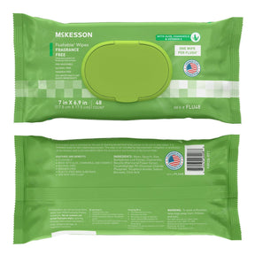 McKesson Flushable Wipes, Fragrance Free, 7" x 6.9" - FLU48-Pack - LL Medico