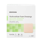 McKesson Silicone Foam Dressing, 4 x 4 in box of 10, front