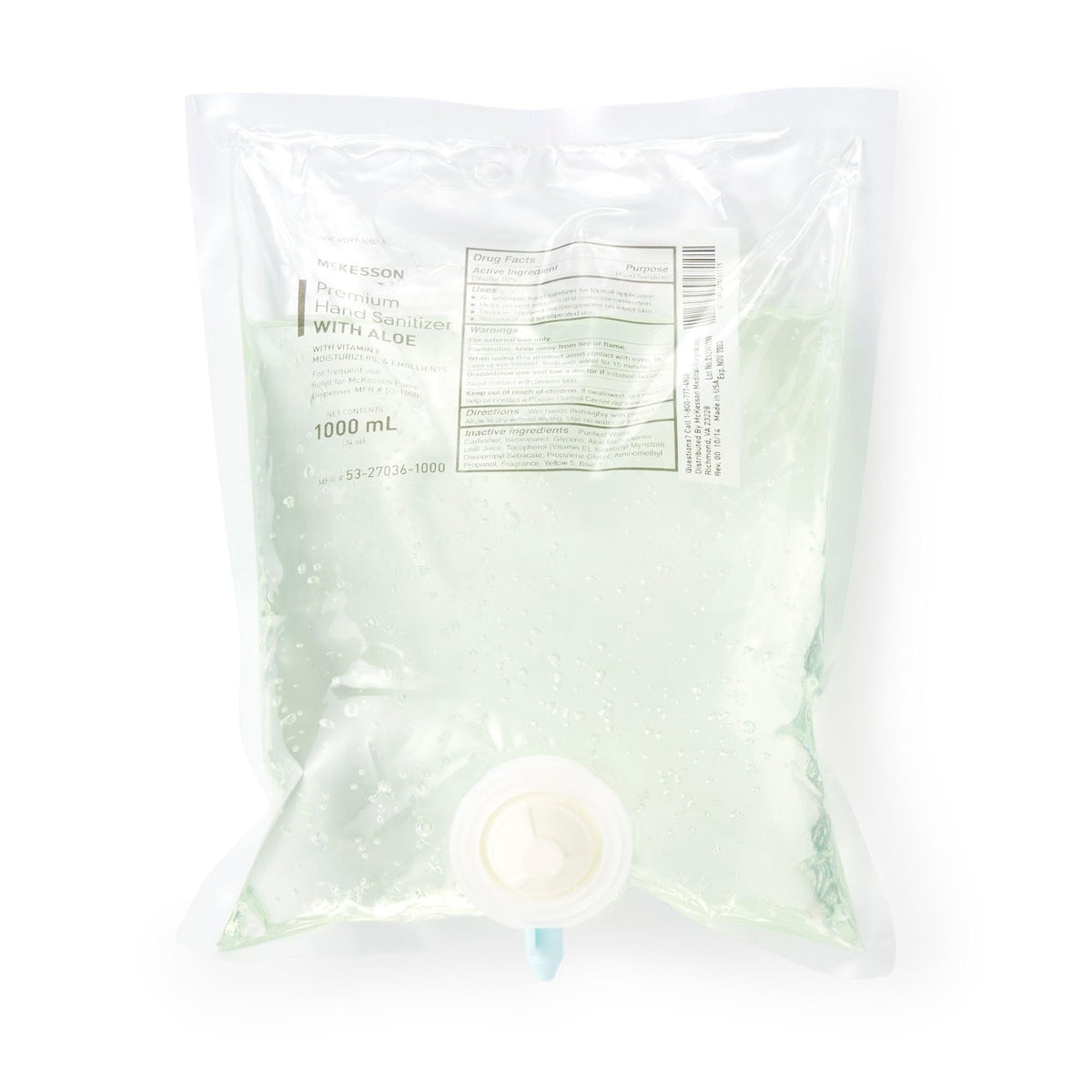 McKesson Foaming Hand Sanitizer with Aloe, 1000 mL Refill - 53-29036-1000-Single - LL Medico