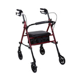 McKesson Four-Wheel Rollator, Adjustable Height, Folding Aluminum Frame, Red - 146-RTL10261RD-Single - LL Medico