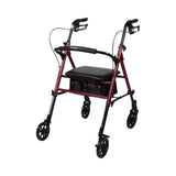 McKesson Four-Wheel Rollator, Adjustable Height, Folding Aluminum Frame, Red - 146-RTL10261RD-Single - LL Medico