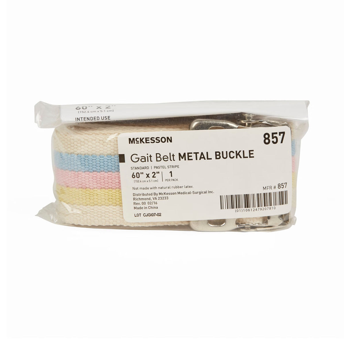 McKesson Gait Belt, 60" Length, Pastel Stripe - 857-Single - LL Medico