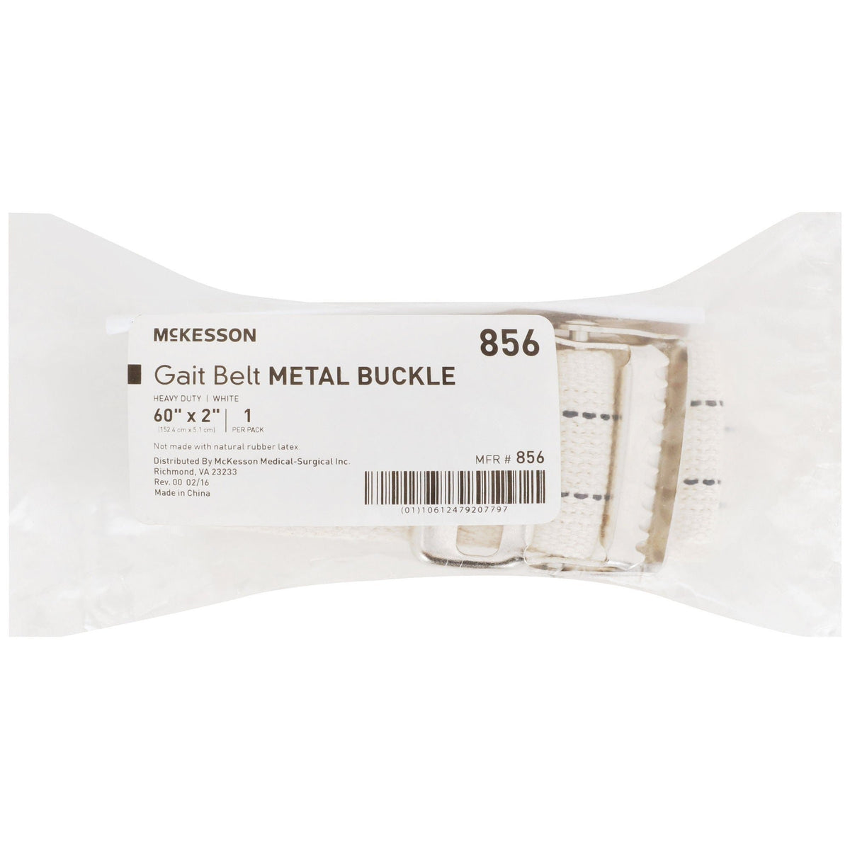 McKesson Gait Belt, White, 60" Length - 856-Single - LL Medico