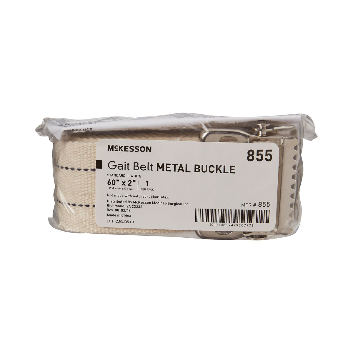 McKesson Gait Belt with White Metal Buckle, 60" Length - 855-Single - LL Medico