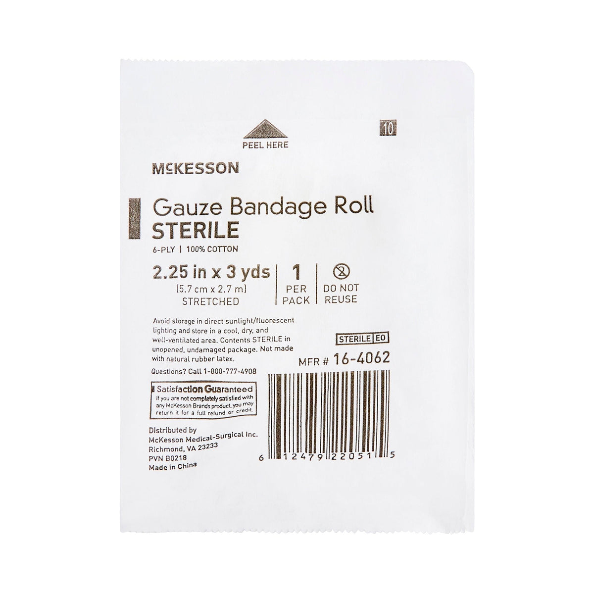 McKesson Gauze Bandage Roll Sterile, 6-Ply, 2.25 In x 3 Yds - 16-4062-Case - LL Medico