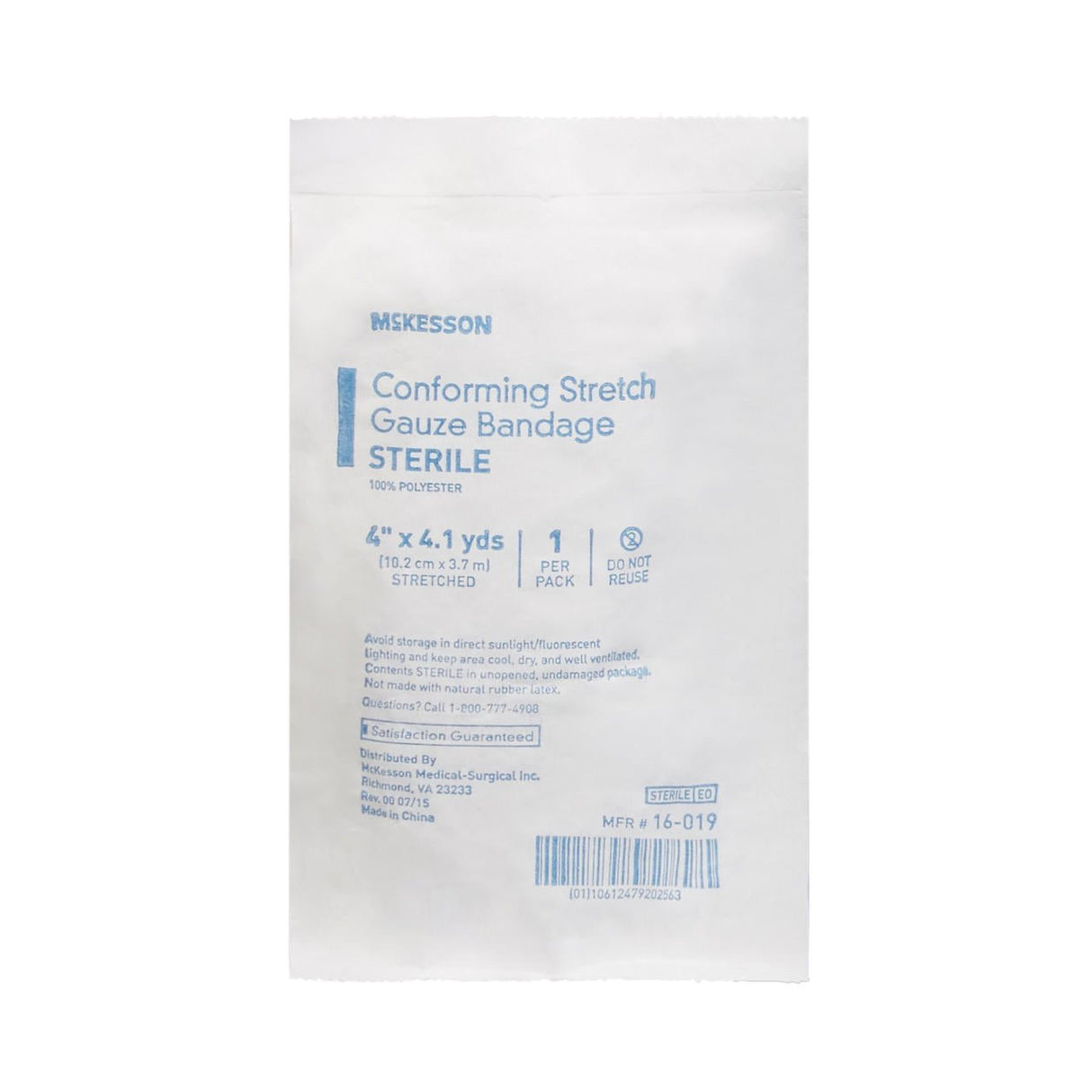 McKesson Gauze Conforming Bandage, 4 in x 4.1 yds Roll, Sterile - 16-019-Pack - LL Medico