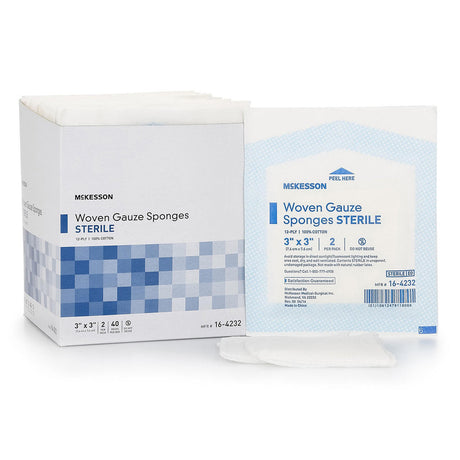 McKesson Gauze Sponge, 12 - Ply, 3x3 Inch Square, Sterile - 16-4232-Box - LL Medico