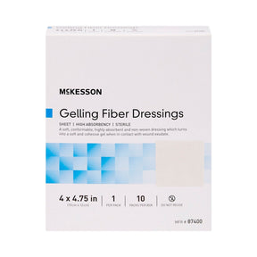 McKesson Gelling Fiber Dressing Sheet, Sterile, 4 x 4.75 In - 87400-Single - LL Medico