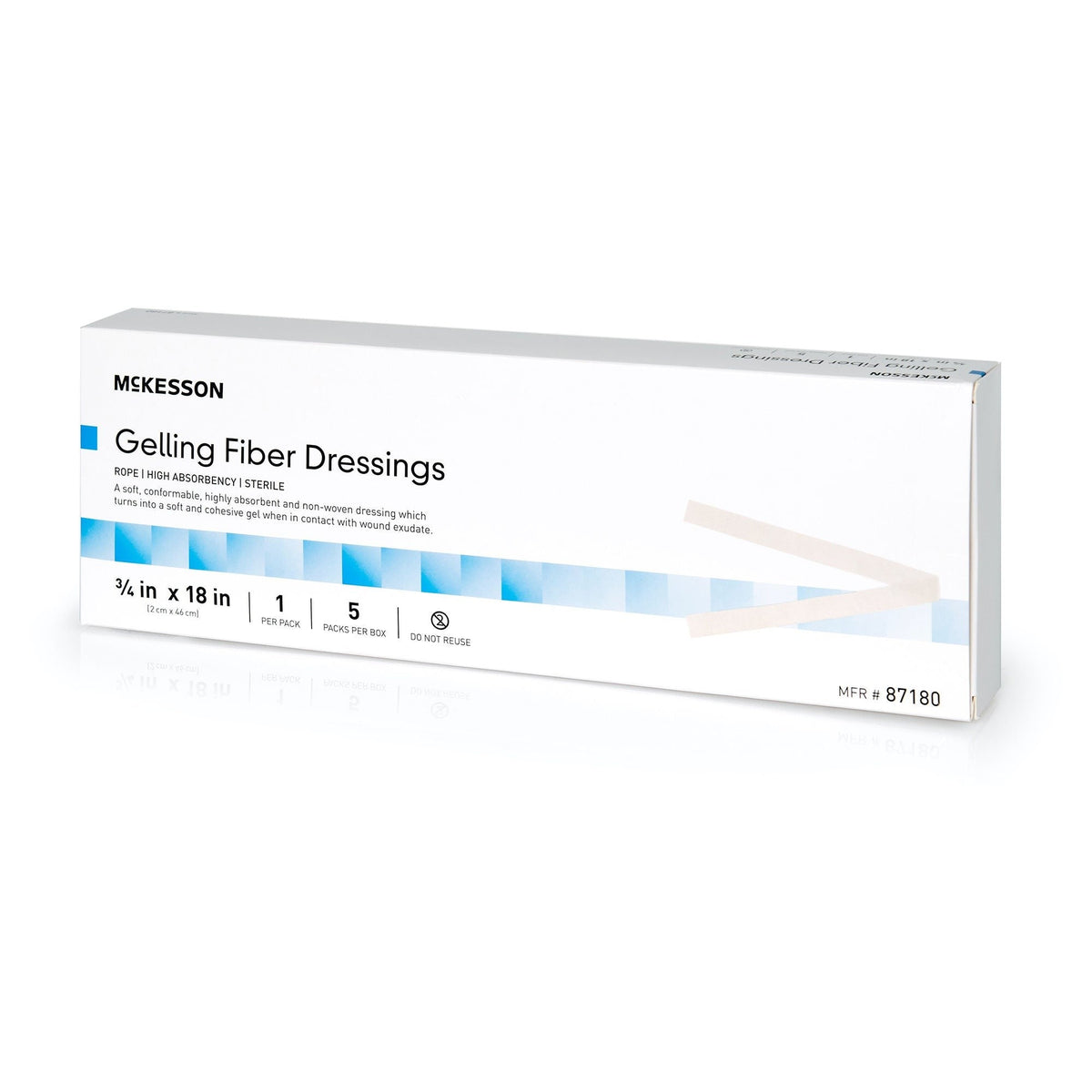 McKesson Gelling Fiber Wound Dressing Rope, Sterile, 3/4 x 18 In - 87180-Single - LL Medico