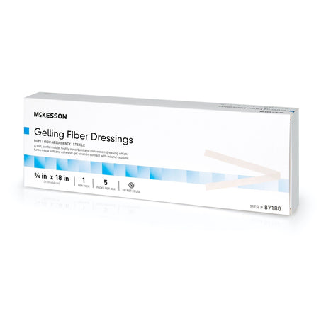 McKesson Gelling Fiber Wound Dressing Rope, Sterile, 3/4 x 18 In - 87180-Single - LL Medico