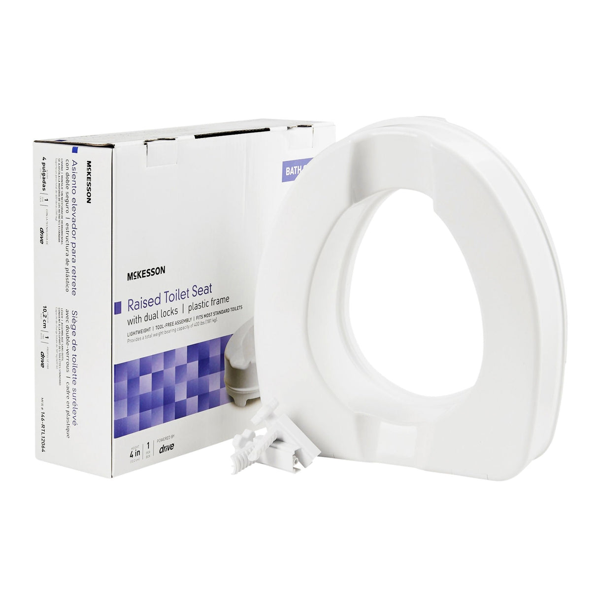 McKesson Heavy Duty Raised Toilet Seat, 400 lb Weight Capacity - 146-RTL12064 - LL Medico