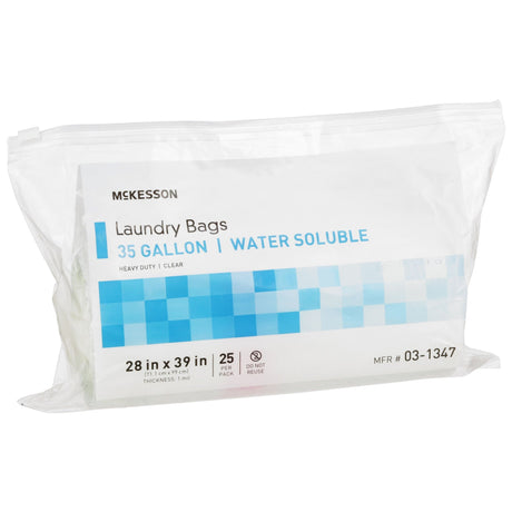 McKesson Hot Water Soluble Laundry Hamper Bag, Disposable, 30 to 35 gal, 28 x 39", Polyvinyl Alcohol Film - 03-1347-Pack - LL Medico