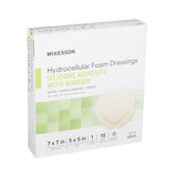 McKesson Hydrocellular Foam Dressing with Silicone Adhesive Border, Sacral, Sterile, 7" x 7" Dressing, 5" x 5" Pad - 4845-Single - LL Medico