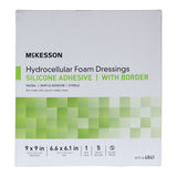 McKesson Hydrocellular Foam Dressing with Silicone Border, Sterile, Sacral, 9 x 9 In - 4841-Single - LL Medico