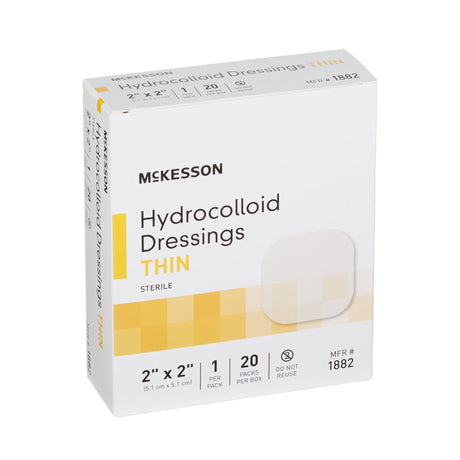 McKesson Hydrocolloid Dressing Thin, Sterile, 2" x 2" - 1882-Single - LL Medico
