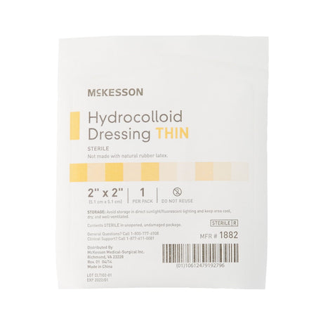 McKesson Hydrocolloid Dressing Thin, Sterile, 2" x 2" - 1882-Single - LL Medico