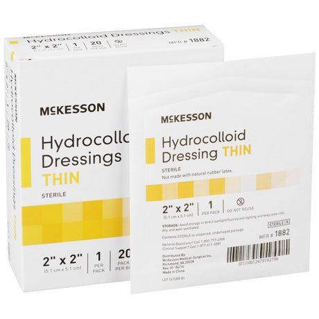 McKesson Hydrocolloid Dressing Thin, Sterile, 2" x 2" - 1882-Single - LL Medico