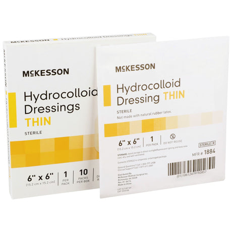 McKesson Hydrocolloid Dressing Thin, Sterile, 6" x 6" - 1884-Single - LL Medico