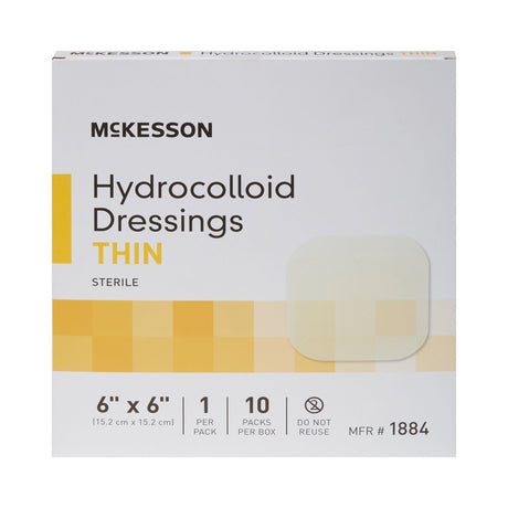 McKesson Hydrocolloid Dressing Thin, Sterile, 6" x 6" - 1884-Single - LL Medico