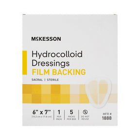 McKesson Hydrocolloid Dressing with Film Backing, Sterile, Sacral, 6" x 7" - 1888-Single - LL Medico
