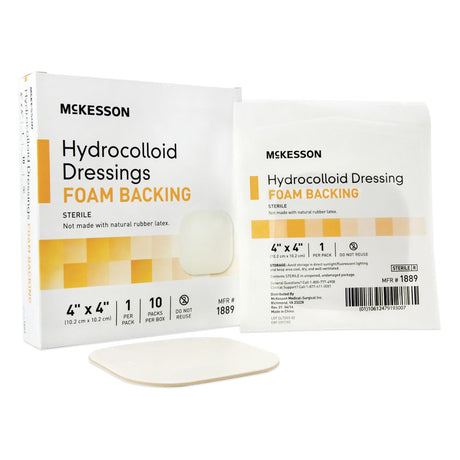 McKesson Hydrocolloid Dressing with Foam Backing, Sterile, 4" x 4" - 1889-Single - LL Medico