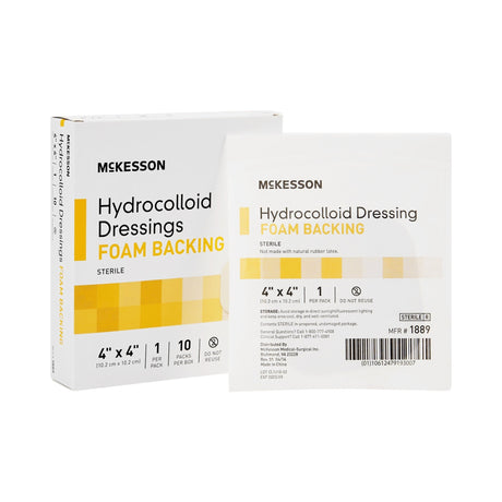 McKesson Hydrocolloid Dressing with Foam Backing, Sterile, 4" x 4" - 1889-Single - LL Medico