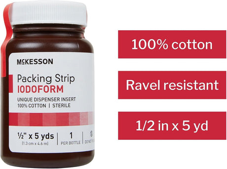 McKesson Iodoform Wound Packing Strip, 0.5 Inch x 5 Yard - 61-59245-Single - LL Medico
