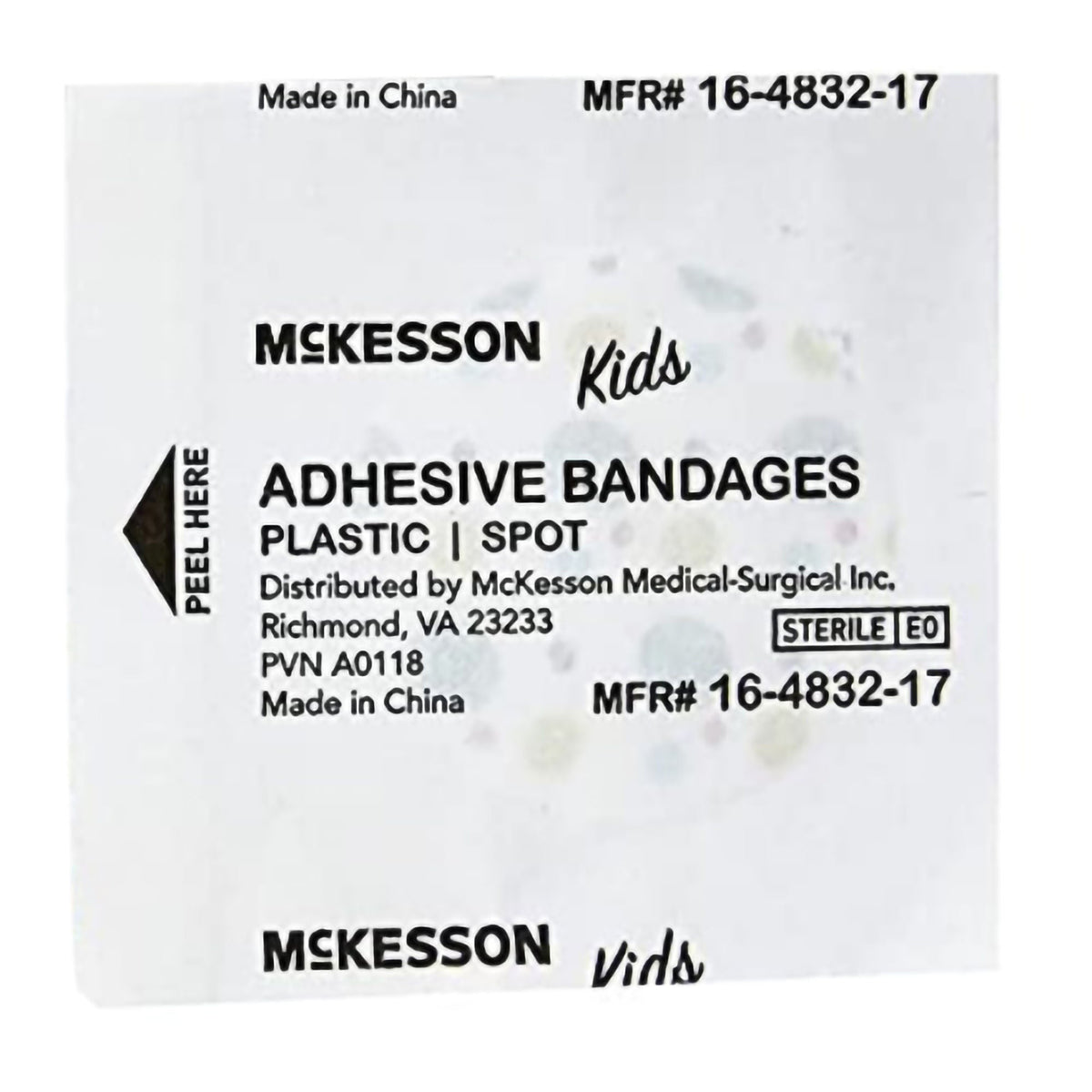 McKesson Kids Adhesive Spot Bandages, Sterile, Plastic, Assorted Prints, 1" - 16-4832-17-Box - LL Medico
