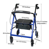 McKesson Lightweight 4 Wheel Rollator Walker, Blue - 146-R726BL - LL Medico