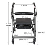 McKesson Lightweight 4 Wheel Rollator Walker, Silver - 146-R726SL - LL Medico