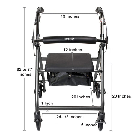 McKesson Lightweight 4 Wheel Rollator Walker, Silver - 146-R726SL - LL Medico