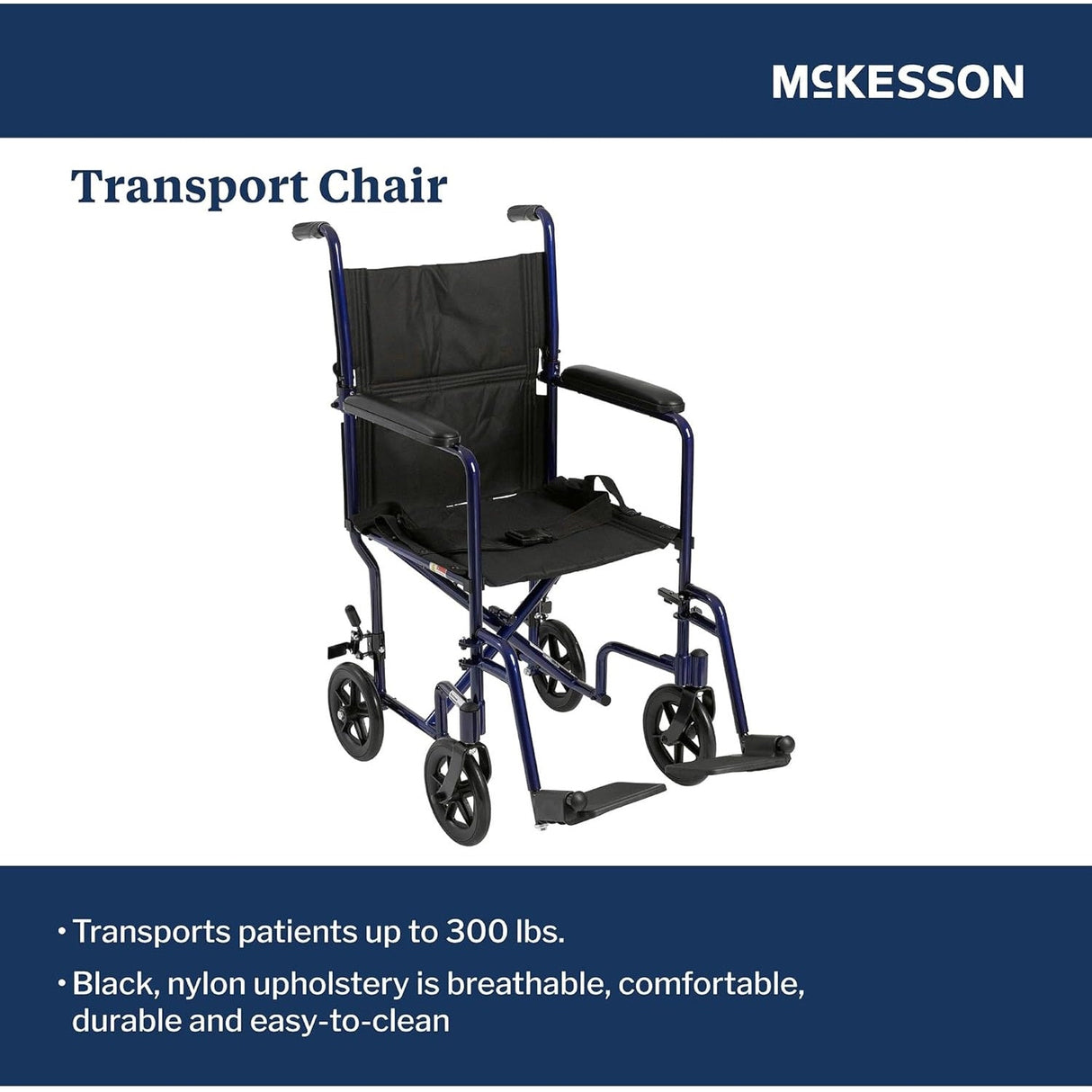 McKesson Lightweight Aluminum Transport Chair - 146-ATC19-BK - LL Medico