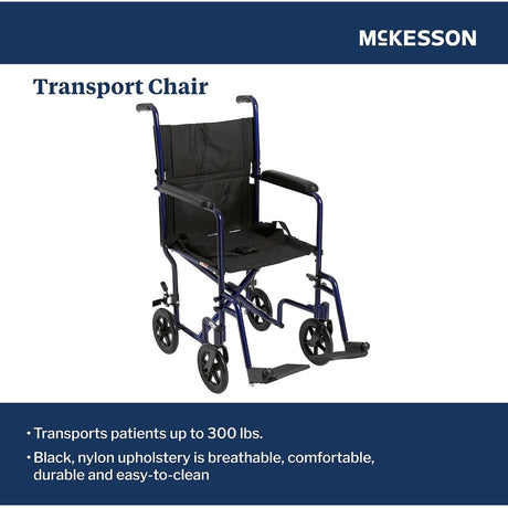 McKesson Lightweight Aluminum Transport Chair - 146-ATC19-BK - LL Medico
