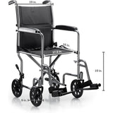 McKesson Lightweight Steel Transport Chair, Silver Vein Finish - 146-TR39E-SV - LL Medico