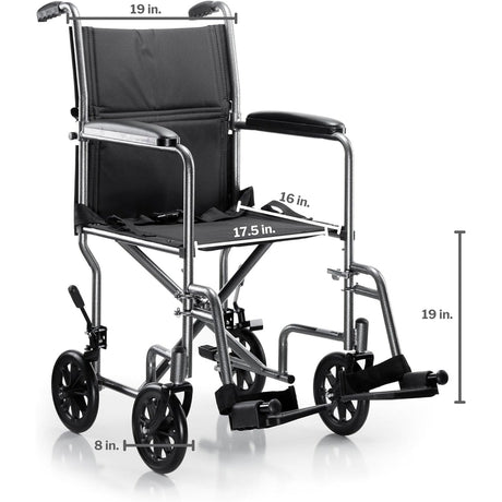 McKesson Lightweight Steel Transport Chair, Silver Vein Finish - 146-TR39E-SV - LL Medico