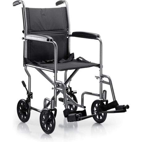McKesson Lightweight Steel Transport Chair, Silver Vein Finish - 146-TR39E-SV - LL Medico