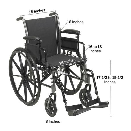 McKesson Lightweight Wheelchair, Dual Axle, Desk Length Arm, Swing-Away Footrest, 18" Seat Width, 300 lb Capacity - 146-K318ADDA-SF-Single - LL Medico