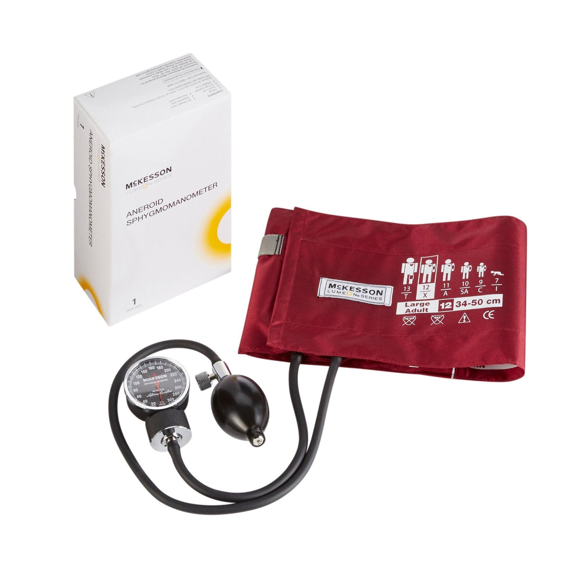 McKesson Lumeon Aneroid Sphygmomanometer with Cuff, Large Adult - 01-720-12XBDGM-Box - LL Medico