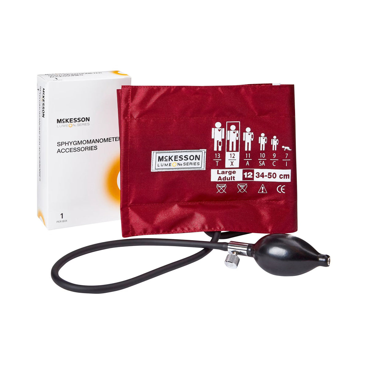 McKesson LUMEON Reusable Blood Pressure Cuff with Bulb, Large Adult, 34 to 50 cm - 01-865-12XBDGM-Case - LL Medico