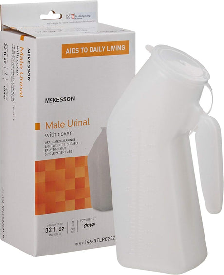 McKesson Male Urinal with Lid - 51-H140-01 - LL Medico