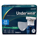 McKesson Men's Premium Discreet Pull On Absorbent Underwear, Maximum - UWDM-LGGRAY-Pack - LL Medico