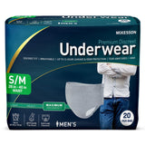 McKesson Men's Premium Discreet Pull On Absorbent Underwear, Maximum - UWDM-SMGRAY-Pack - LL Medico