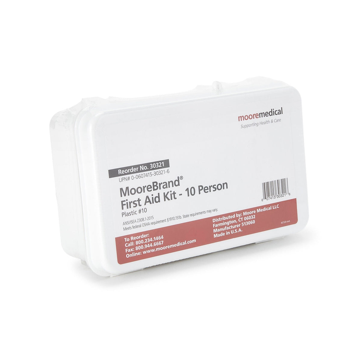 McKesson MooreBrand First Aid Kit, 10 Person, Plastic Case - 30321-Single - LL Medico