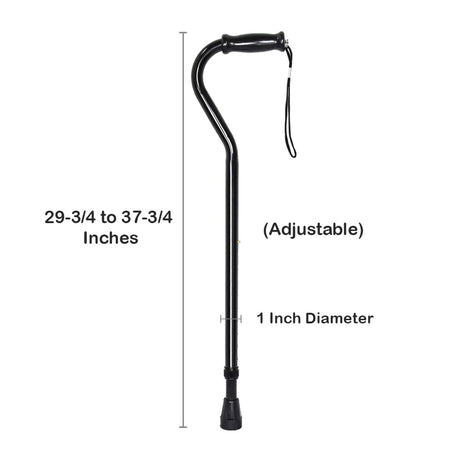 McKesson Offset Cane, Adjustable Steel, Black, 29.75" to 37.75" Height - 146-10305-6-Single - LL Medico