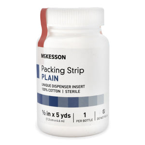 McKesson Packing Strip Plain, 100% Cotton, Sterile, 1/2 In x 5 Yds - 61-59220-Single - LL Medico