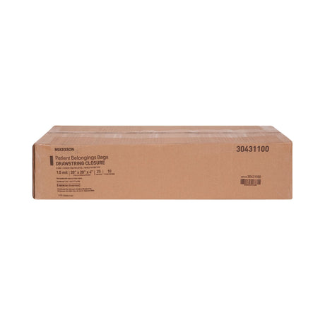McKesson Patient Belongings Bag, Drawstring Closure, 4" x 20" x 20", Polyethylene, Clear - 30431100-Single - LL Medico