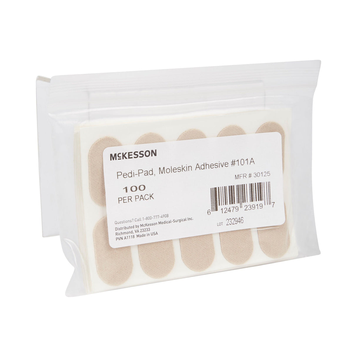 McKesson Pedi-Pad Beige Protective Pad, Regular Size, Pack of 100 - 30137-Pack - LL Medico